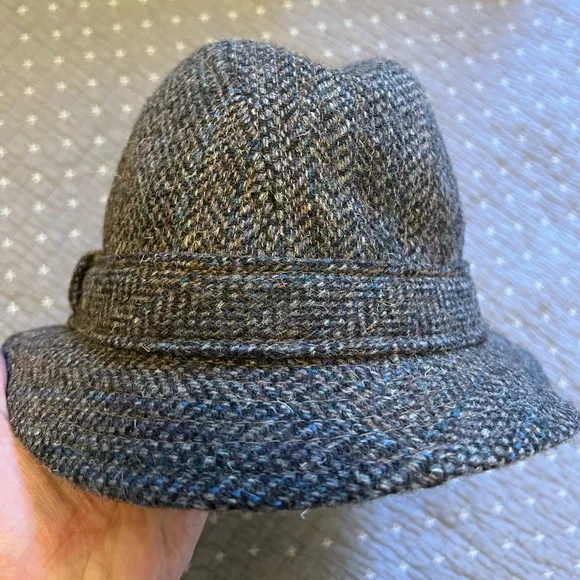 Pendleton Gray Tweed Hat wool vintage fedora bucket hat size medium - Picture 3 of 16